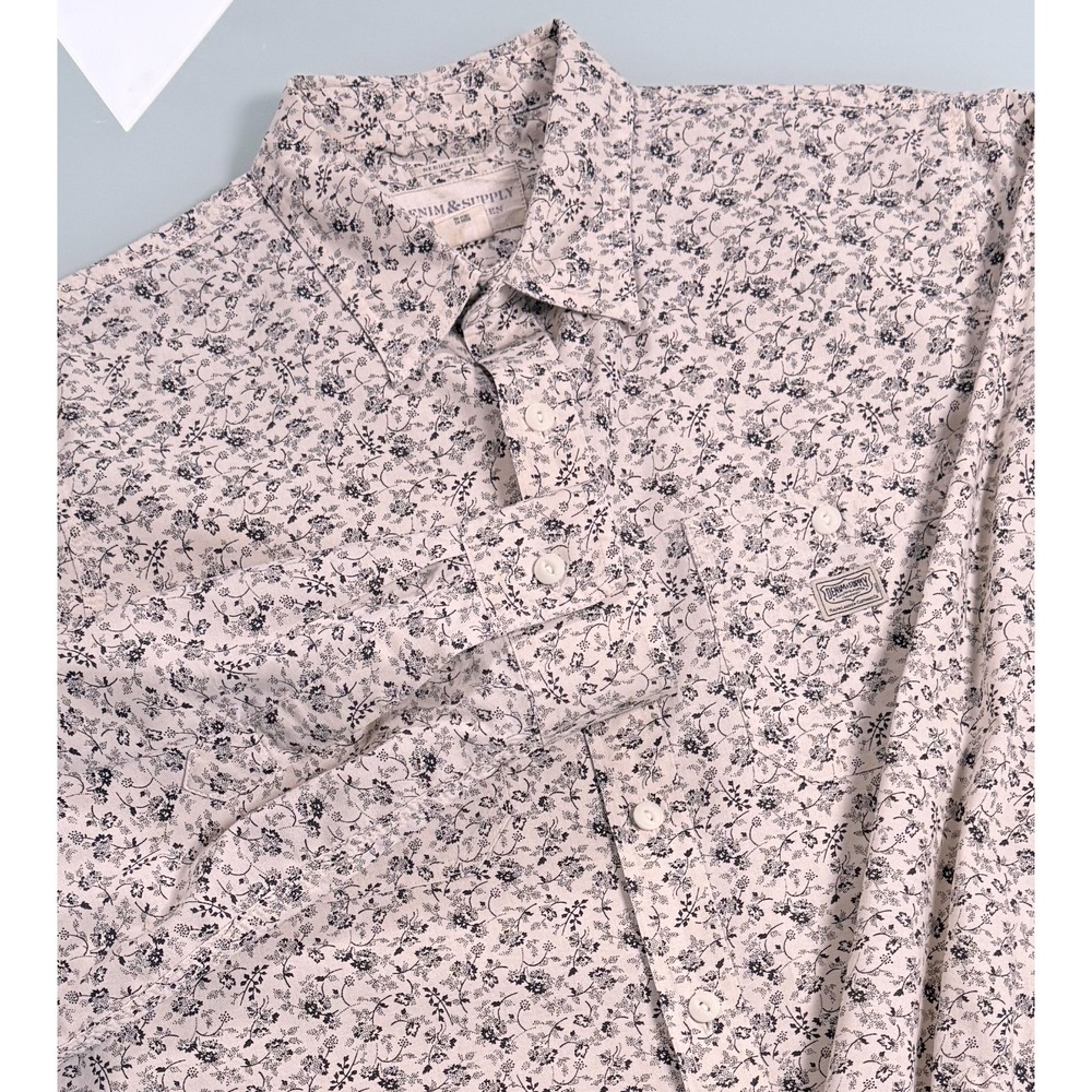 Ralph Lauren Denim & Supply Shirt Mens L White w/Black floral Print Preppy